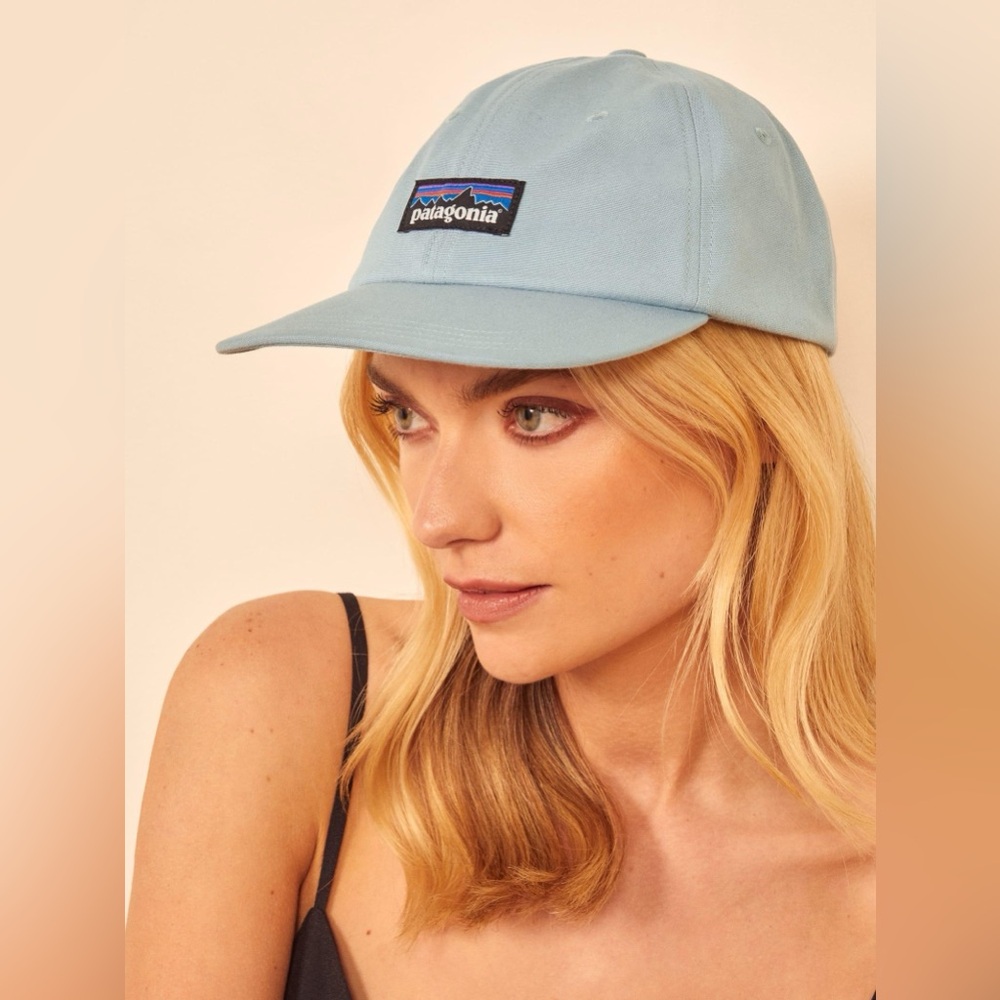 Patagonia Blue 6-panel P-6 Label Trad Cap Hat Outdoor Fishing Nature Cabin OS